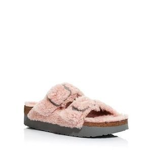 New Birkenstock Papillio Arizona Shearling Teddy Crystal Rose 37